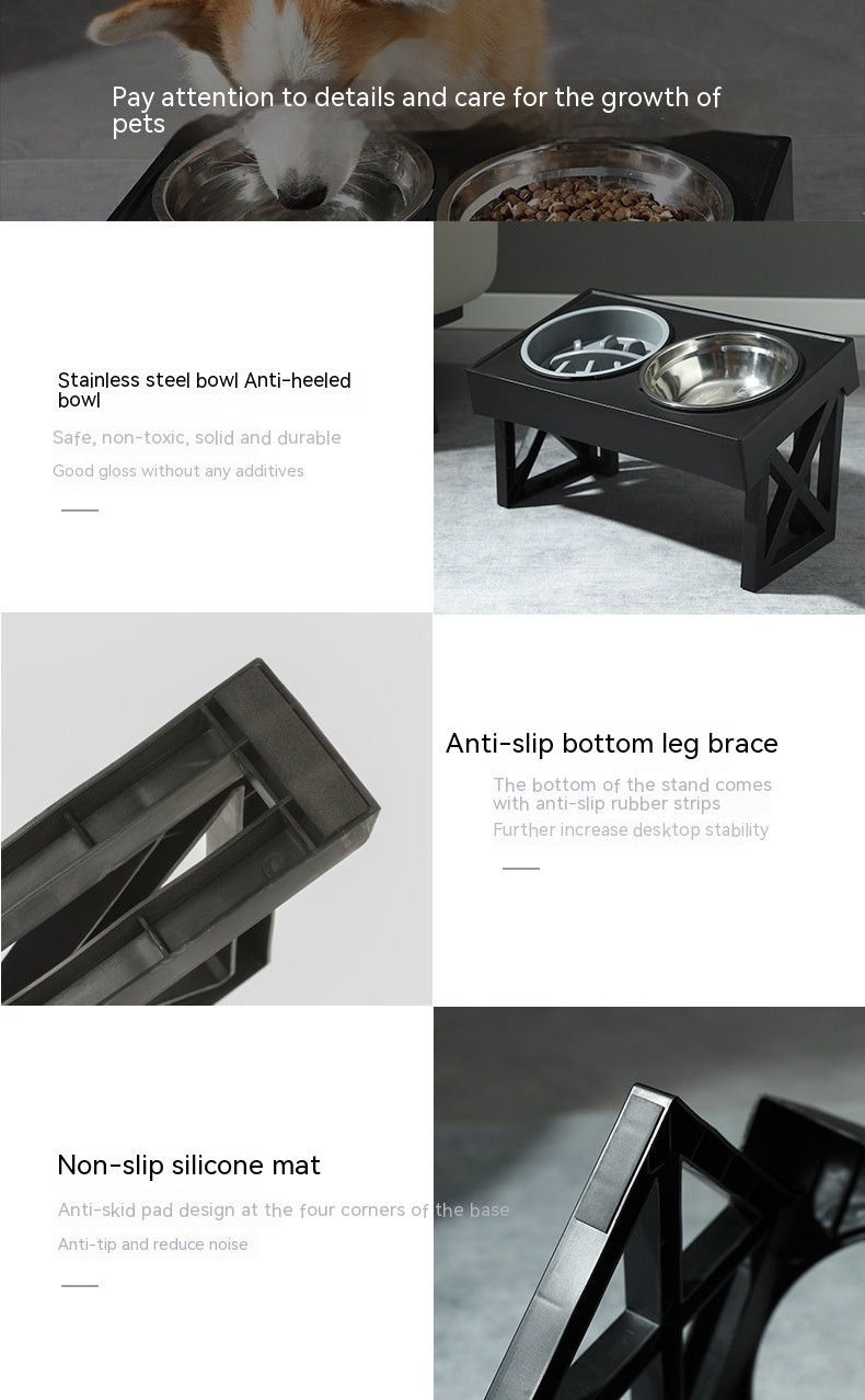 Adjustable Elevated Anti-Choke Slow Feed Dog Bowl