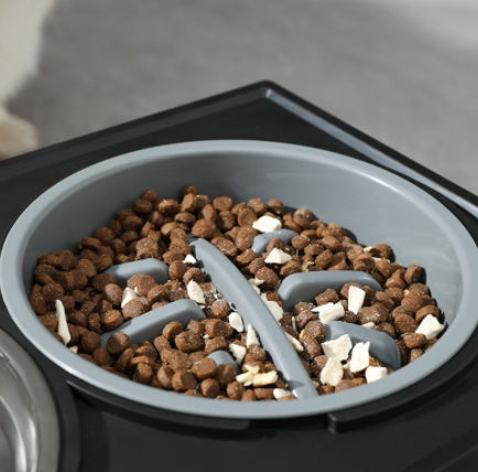 Adjustable Elevated Anti-Choke Slow Feed Dog Bowl