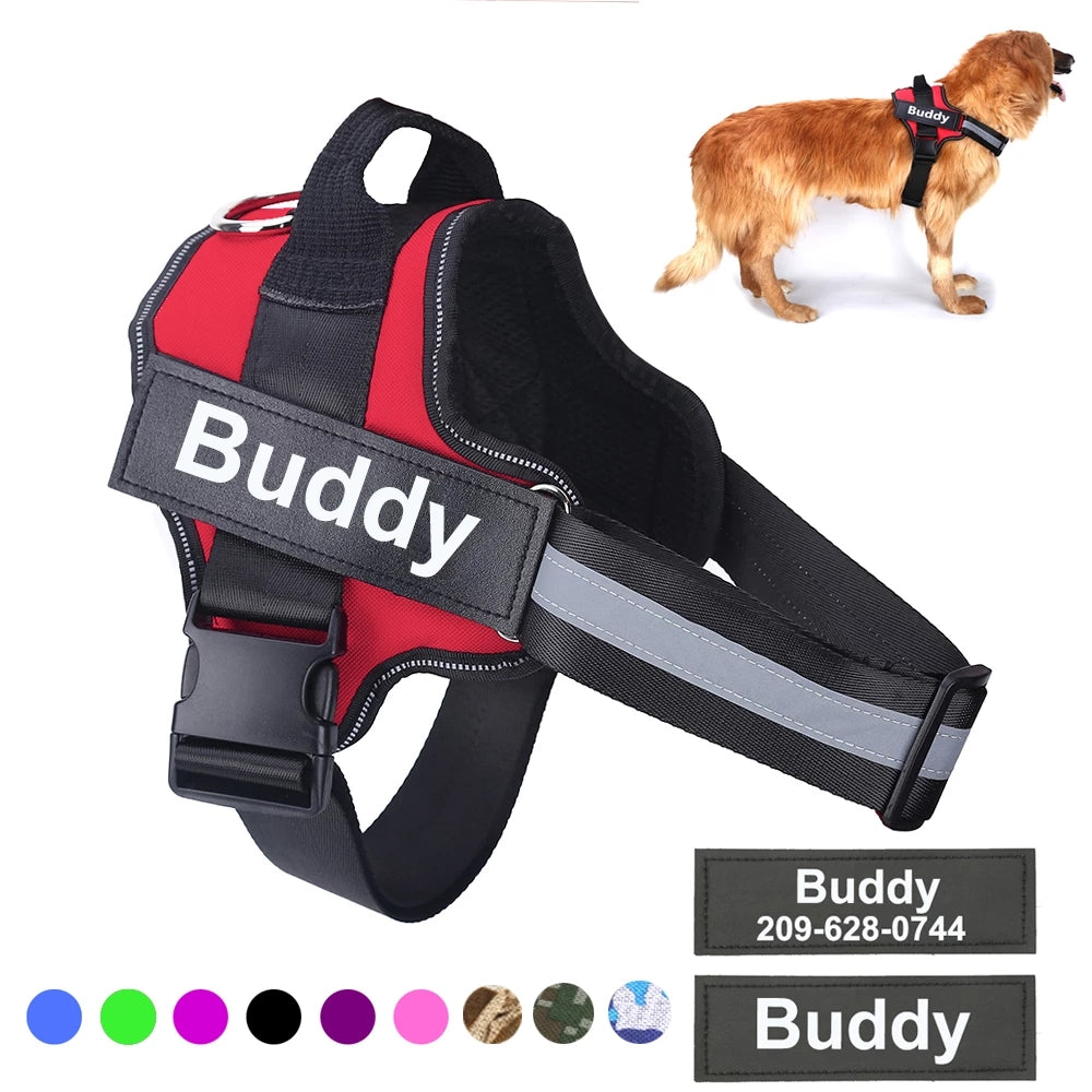 Customizable No-Pull Reflective Dog Walking Harness