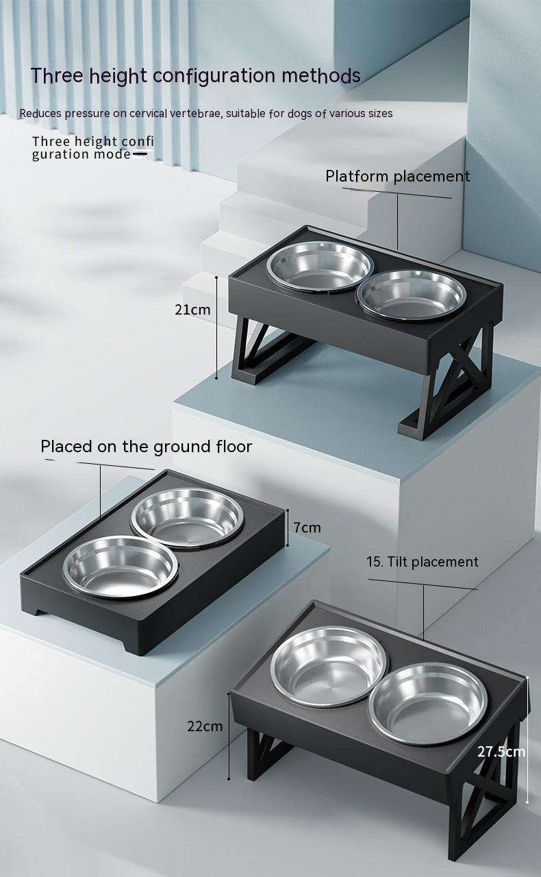 Adjustable Elevated Anti-Choke Slow Feed Dog Bowl