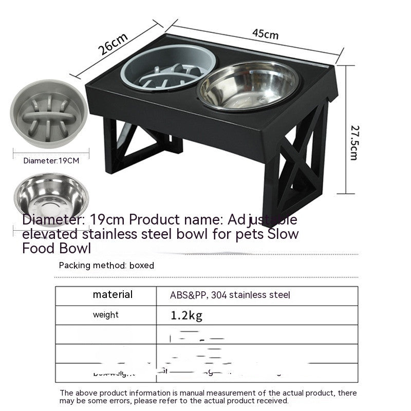 Adjustable Elevated Anti-Choke Slow Feed Dog Bowl